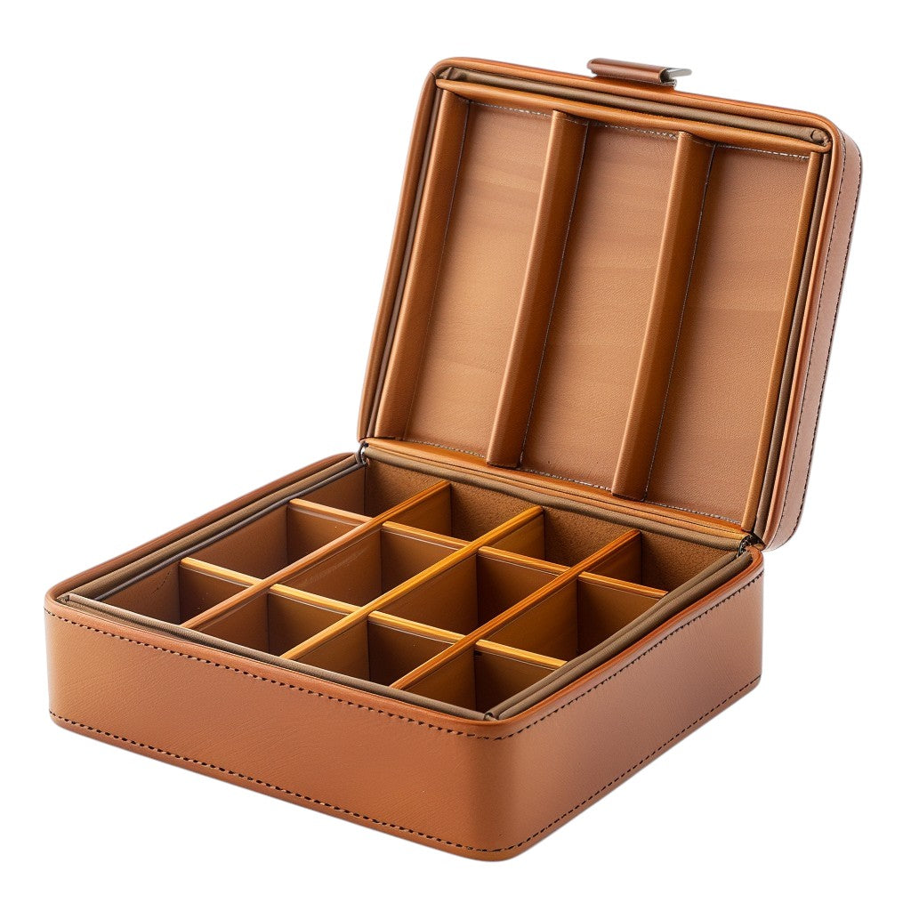 Vozlix Premium Bamboo & Leather Desktop Organizer - Multi-Compartment Storage Caddy