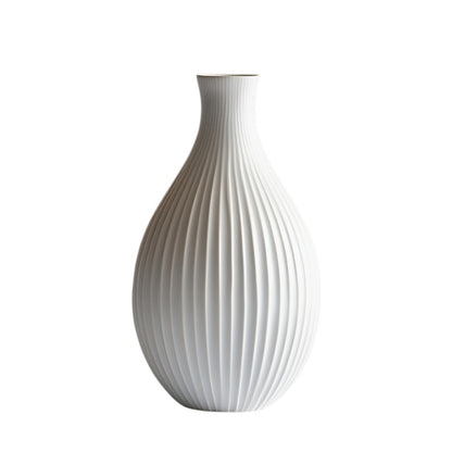 Vozlix Modern Ribbed Ceramic Vase for Home Decor - Minimalist Textured Flower Vase