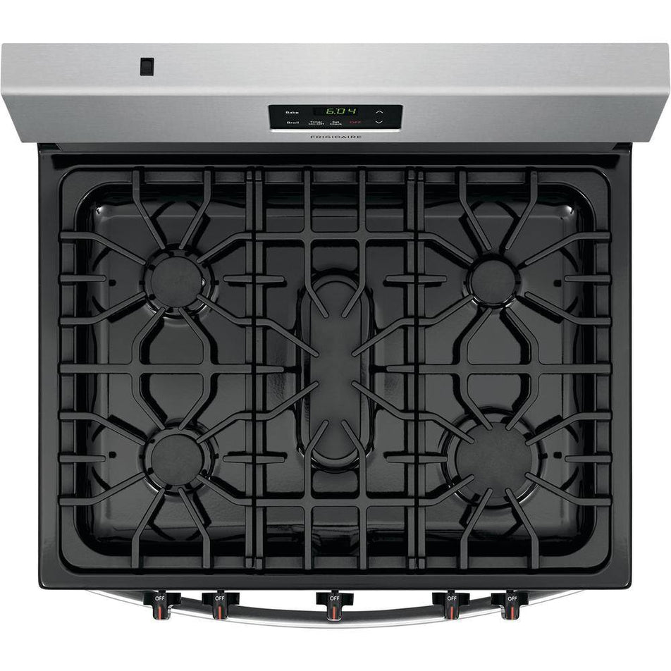 Frigidaire 30 in. 5 Burner Freestanding Gas Range in Stainless Steel FCRG3052AS
