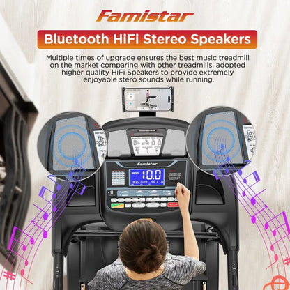 Famistar Folding Treadmill for Home with 15 Levels Auto Incline, 300LB Capcity, 10MPH Fast Speed Controls