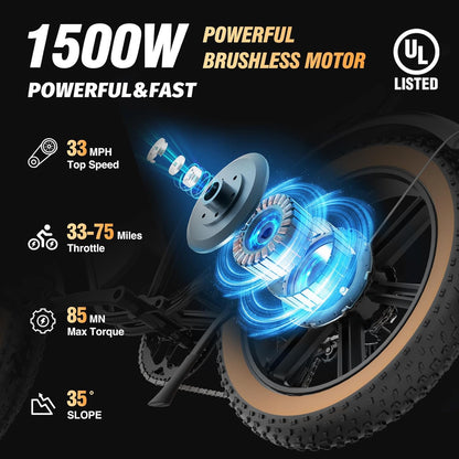 Electric Bike Q20, 2000W, 37Mph, 20" Fat Tires
