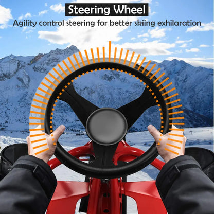 Snow Racer Sled, Ski Sled Slider Board with Twin Brakes