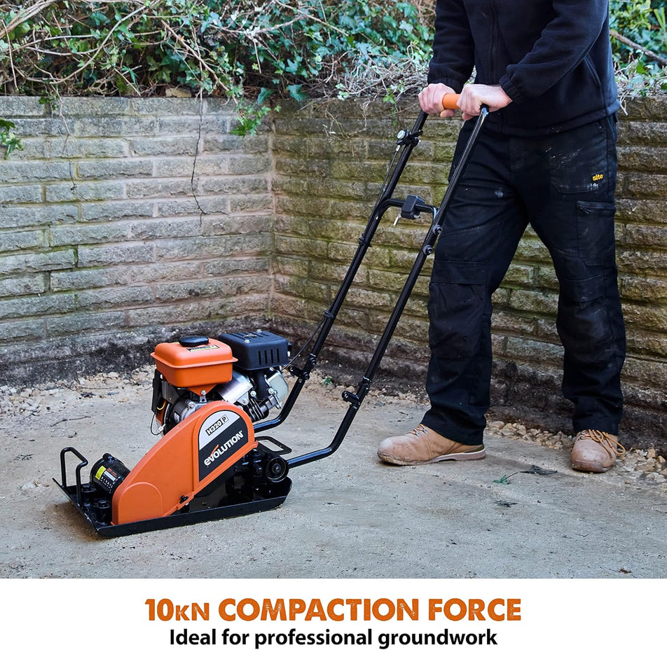 Electric Compactor Plate - Ideal For Levelling Pavement, Artificial Turf Ground Preparation, Patio, Blockwork, Sand, Soil & More
