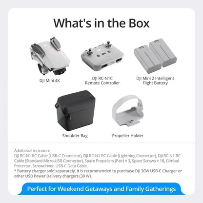 DJI Mini 4K, Drone with 4K UHD Camera for Adults, Under 249 g, 3-Axis Gimbal Stabilization, 10km Video Transmission, Auto Return, Wind Resistance, 1 Battery for 31-Min Max Flight Time, Intelligent Flight