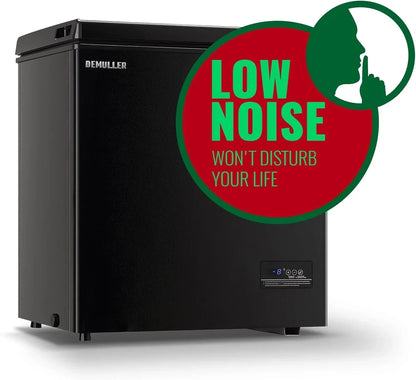 Chest Freezer 5.0Cubic Feet Deep Freezer Freestanding Freezers with 2 Removable Stainless Steel Basket, Mini Freezer Top Open Door Compact Freezer with Electronic Control 41℉ to -15℉BLACK
