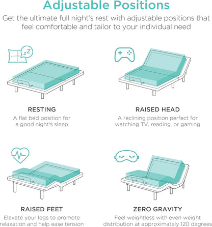 Best Choice Products Ergonomic Twin XL Size Adjustable Bed Frame, Electric Base w/Wireless Remote Control, Nightlight, Massager, 2 USB Ports