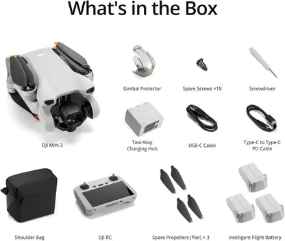 DJI Mini 3, Drones with Camera for Adults 4K, 38-min Flight Time, up to 32800ft (10km) Video Transmission, True Vertical Shooting, GPS Auto Return Integrated, Mini Drone with Camera for Beginners