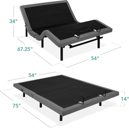Best Choice Products Ergonomic Twin XL Size Adjustable Bed Frame, Electric Base w/Wireless Remote Control, Nightlight, Massager, 2 USB Ports